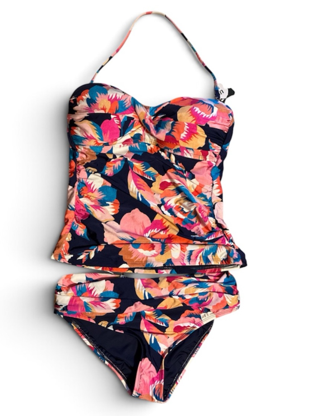 NWT! $173 MSRP La Blanca Navy Floral Tankini Set Pink Floral Accents Size 8 NEW